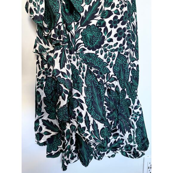 J CREW COLLECTION emerald green white floral paisley long ruffle maxi dress - Picture 8 of 15